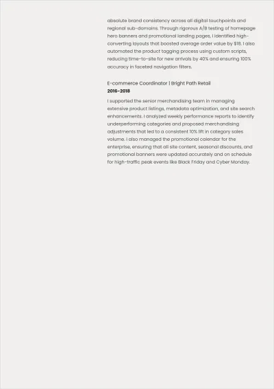 Free Digital Merchandiser ATS Resume Template, AI Resume Builder