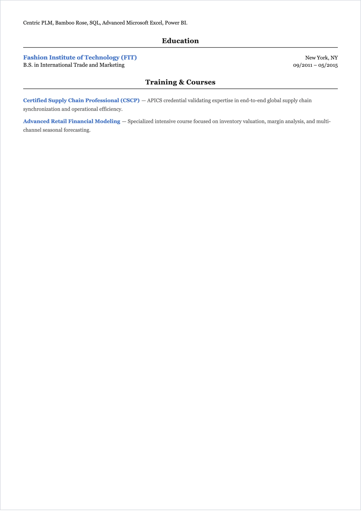 Free Apparel Merchandiser ATS Resume Template, AI Resume Builder