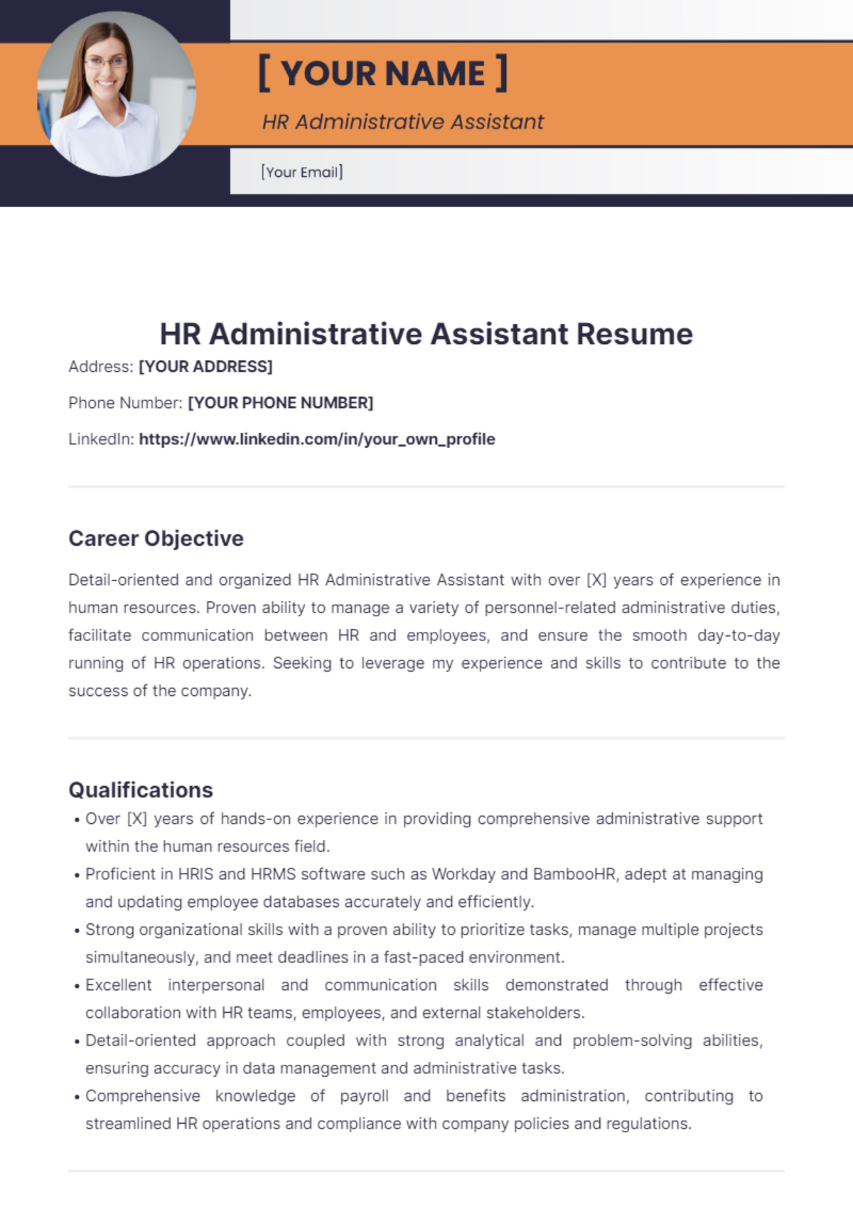 HR Administrative Assistant Resume - Edit Online & Download