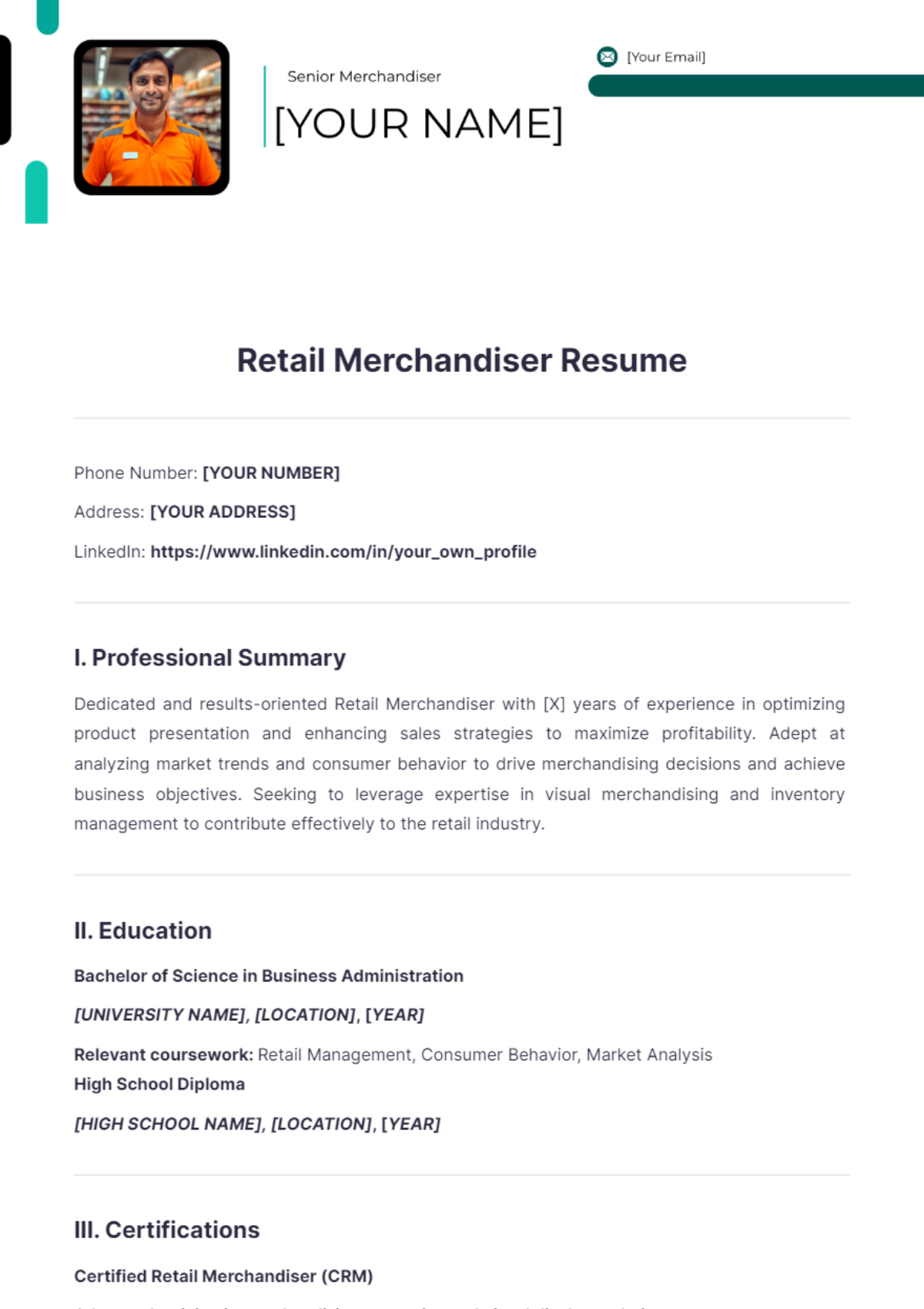 Retail Merchandiser Resume - Edit Online & Download