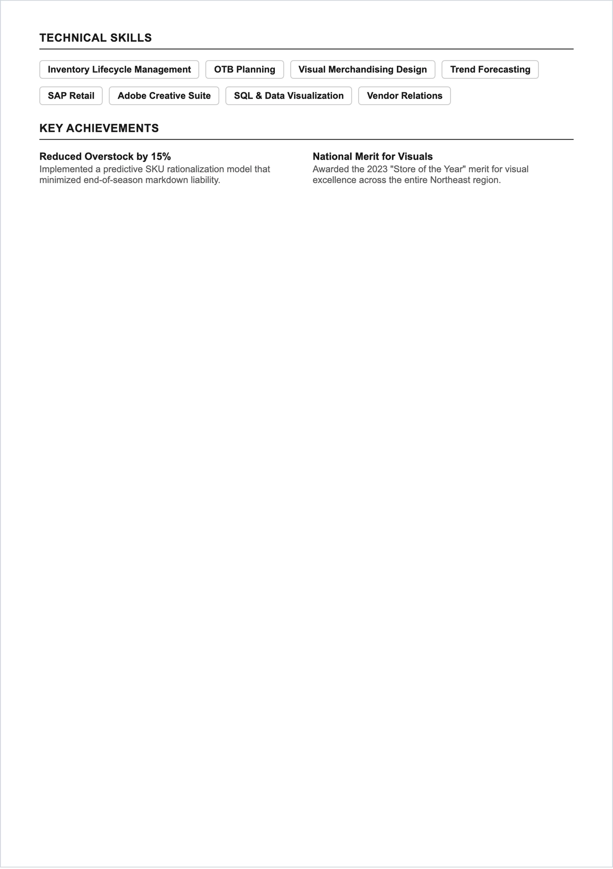 Free Lead Merchandiser ATS Resume Template, AI Resume Builder