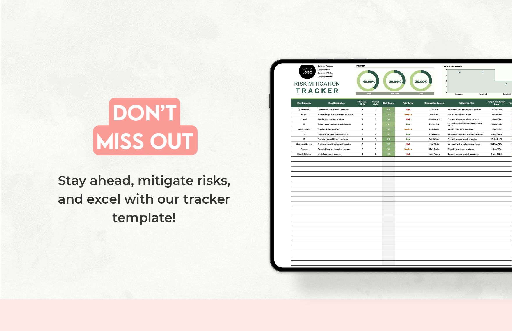 Risk Mitigation Tracker Template