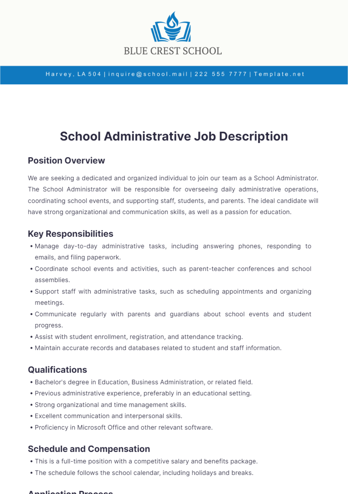 School Administrative Job Description Template - Edit Online & Download