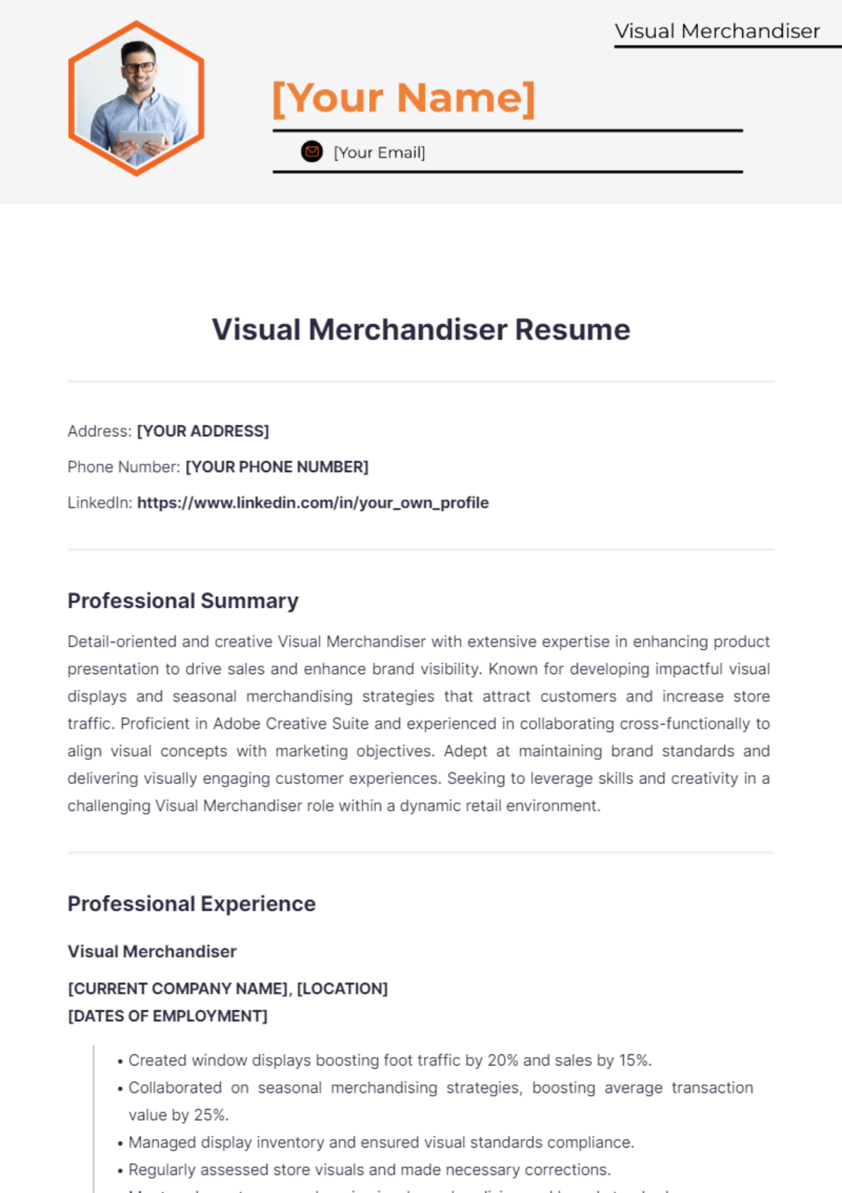 Visual Merchandiser Resume - Edit Online & Download