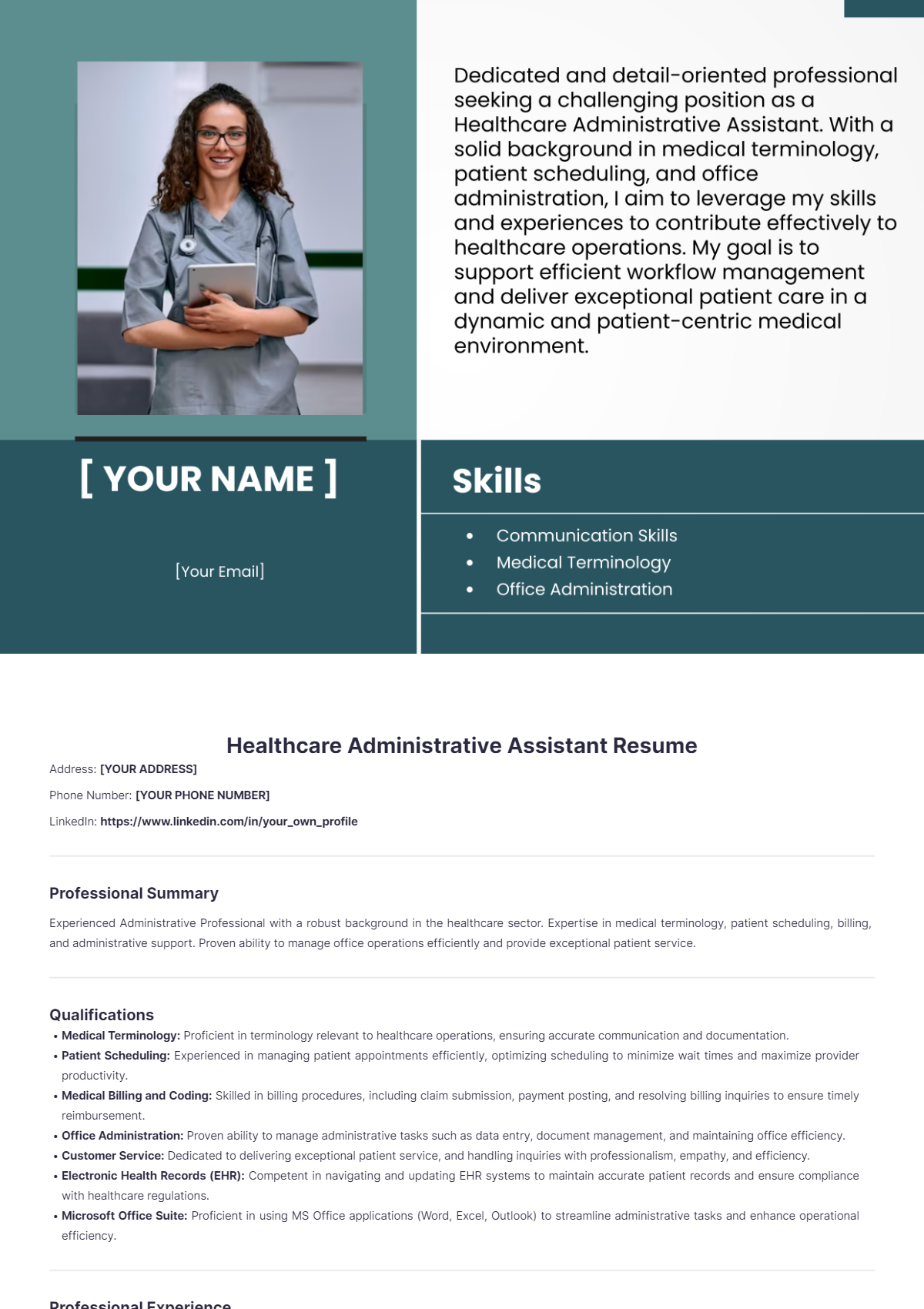 Healthcare Administrative Assistant Resume - Edit Online & Download