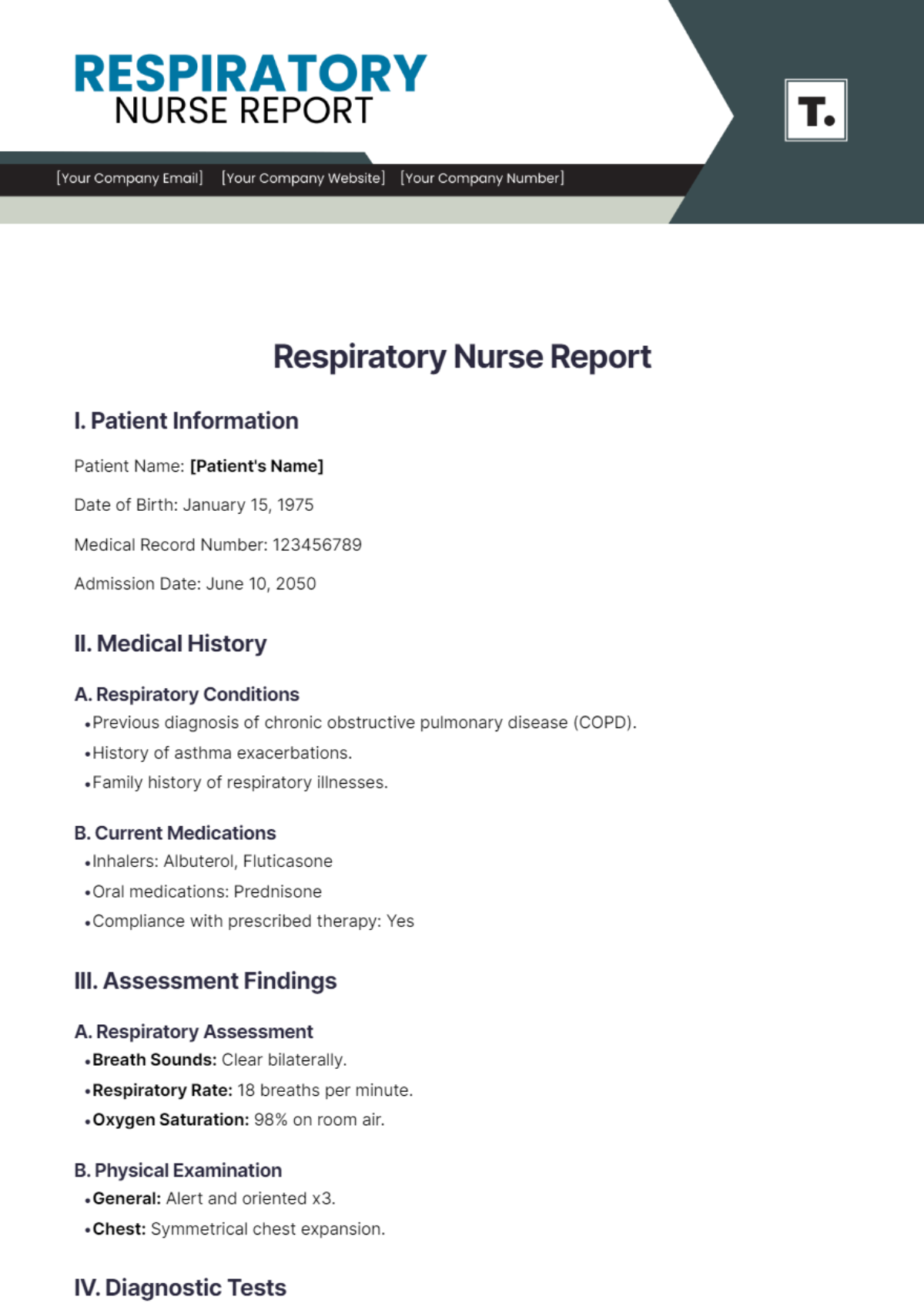 Respiratory Nurse Report Template - Edit Online & Download