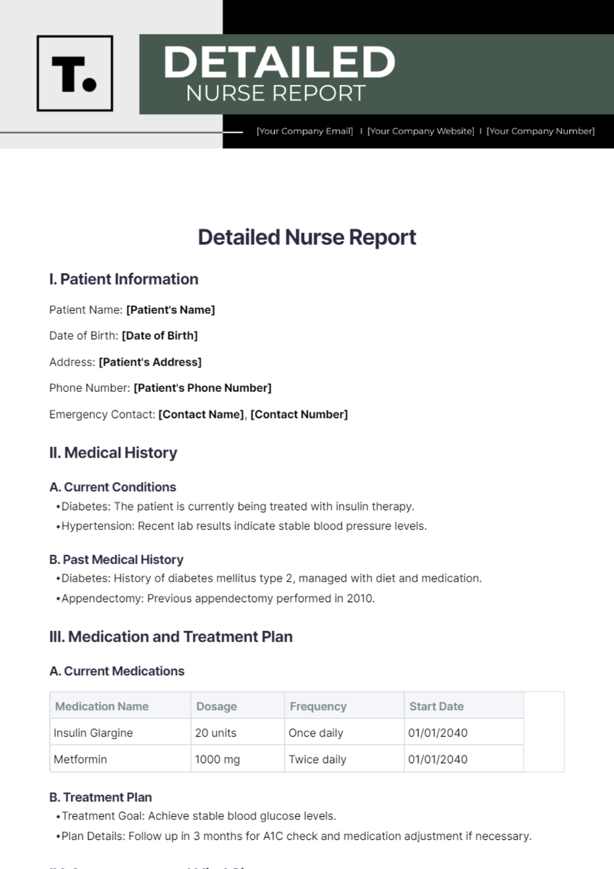 Detailed Nurse Report Template - Edit Online & Download