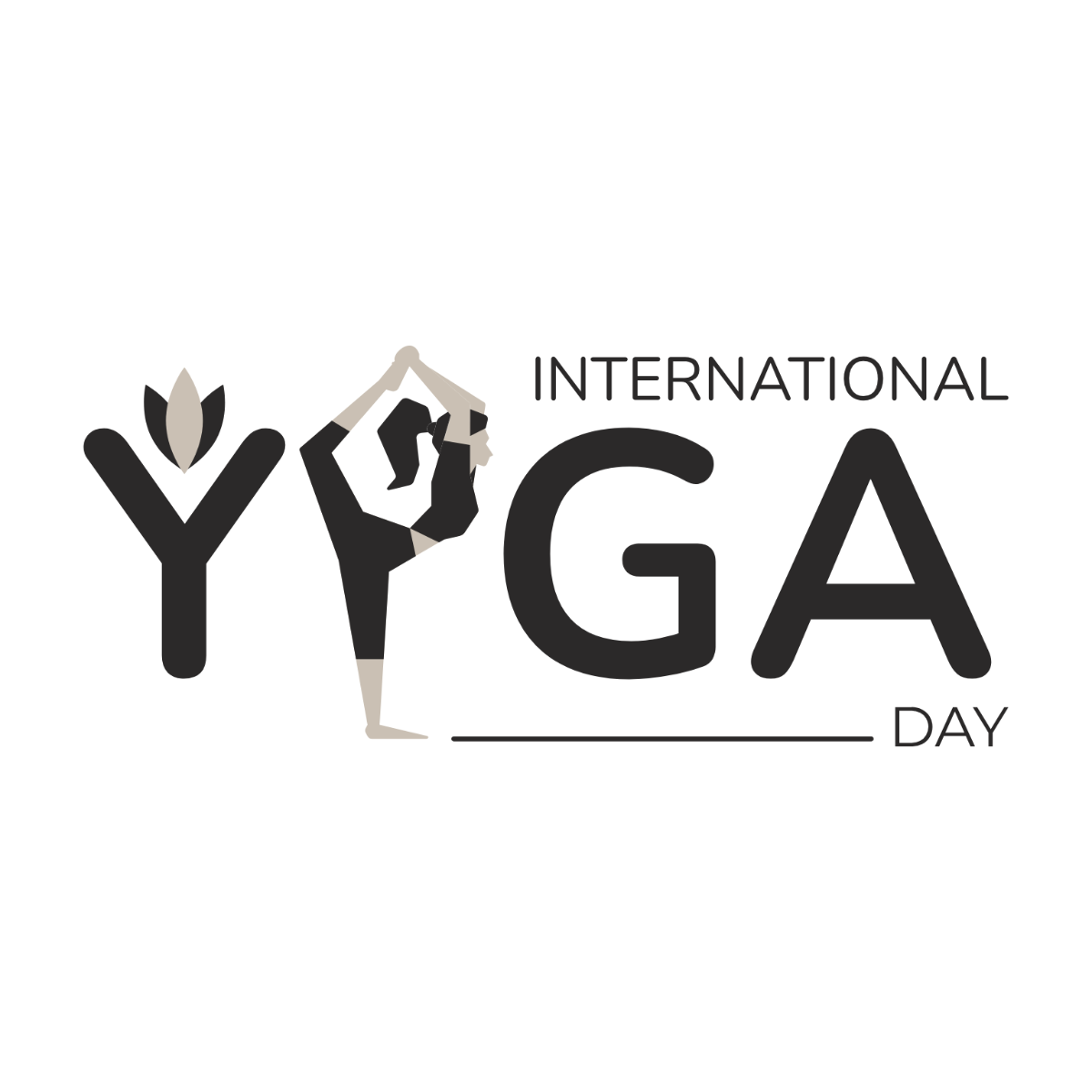 International Yoga Day Black and White Clipart