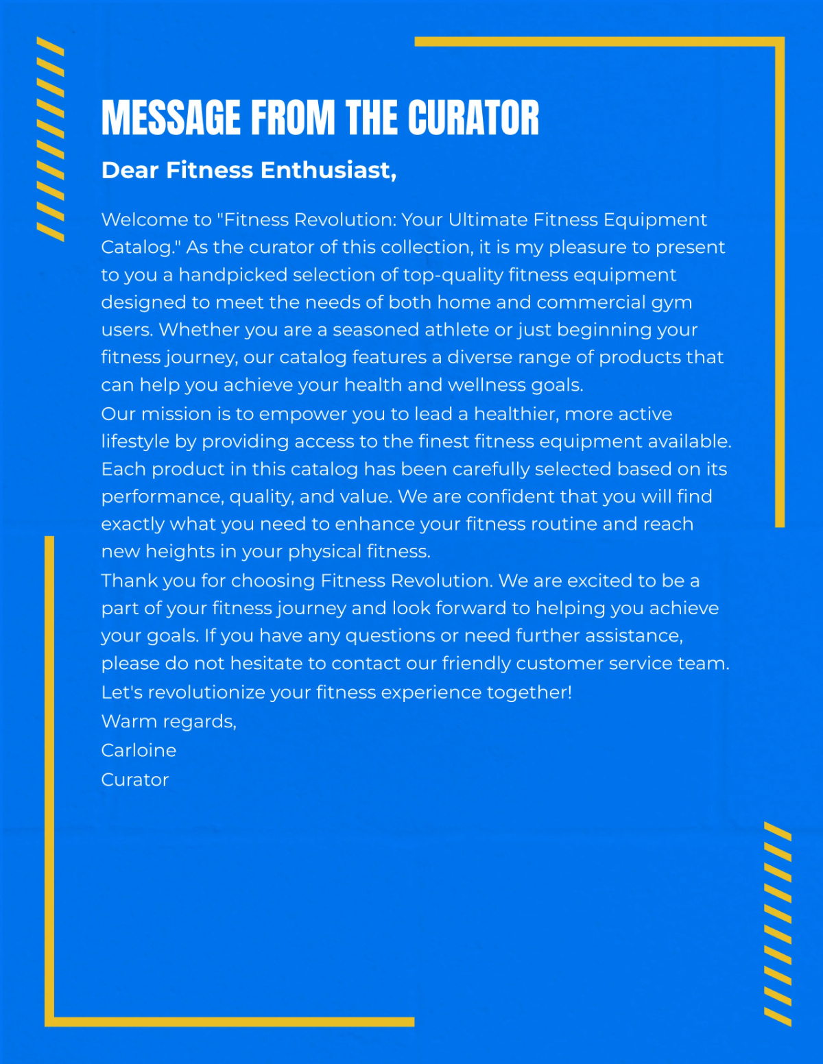 Free Fitness Equipment Catalog Template to Edit Online