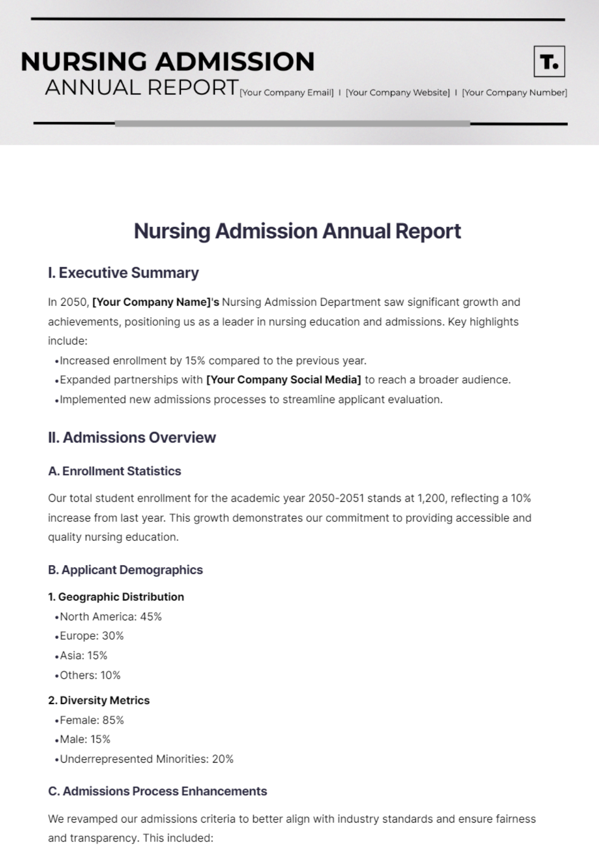 Nursing Admission Annual Report Template - Edit Online & Download