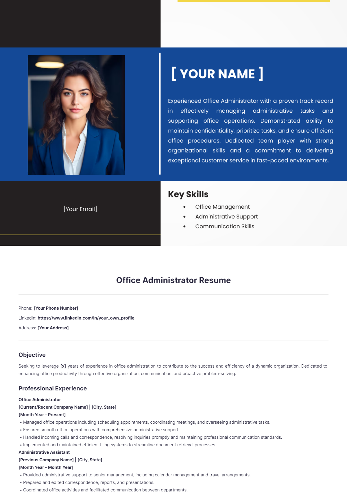 Office Administrator Resume - Edit Online & Download