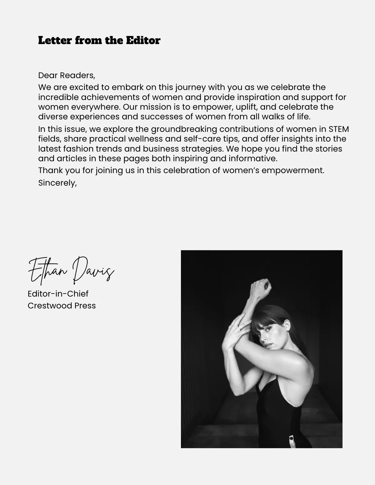 Free Women Article Magazine Template to Edit Online