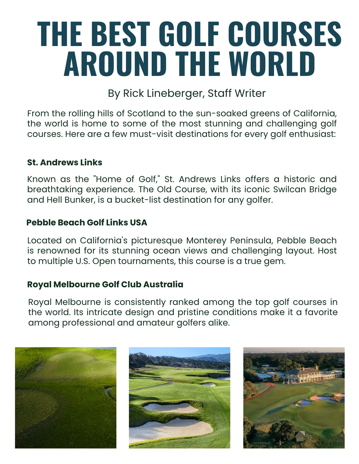 Free Golf Magazine Template to Edit Online