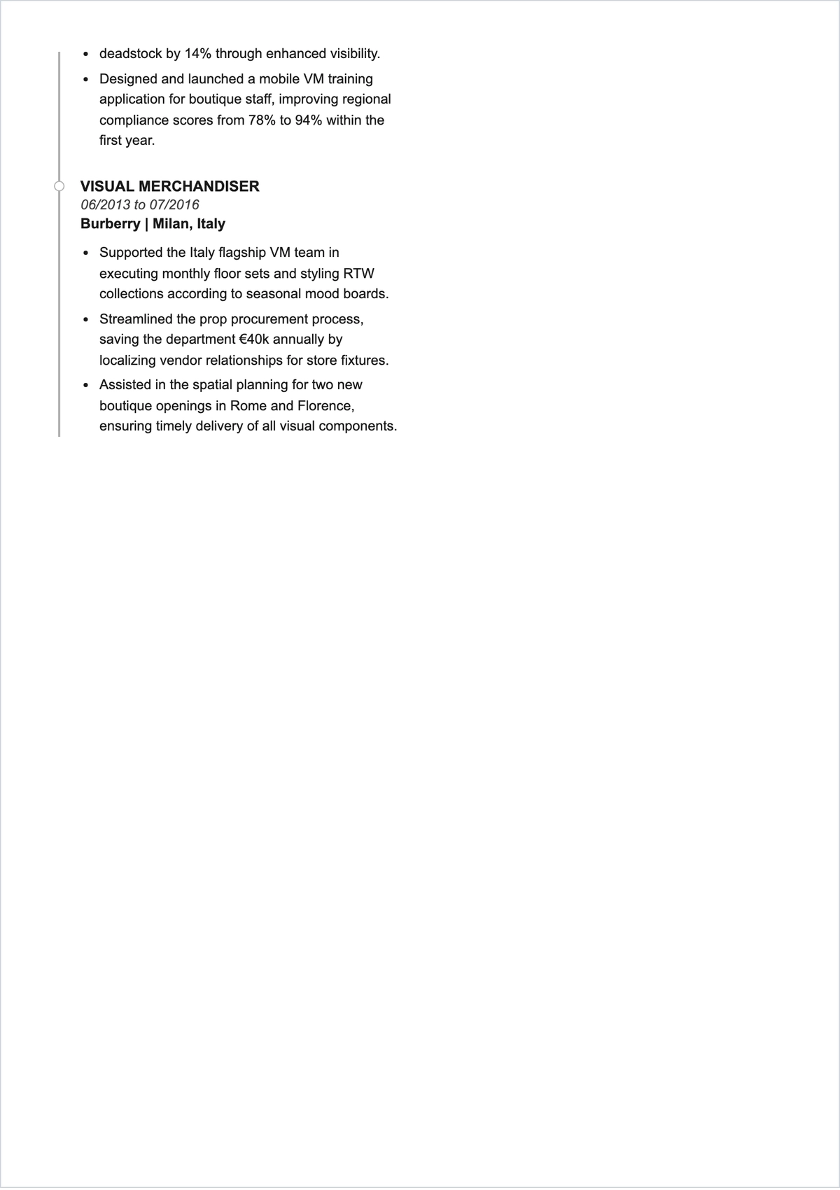 Free Visual Merchandising Manager ATS Resume Template