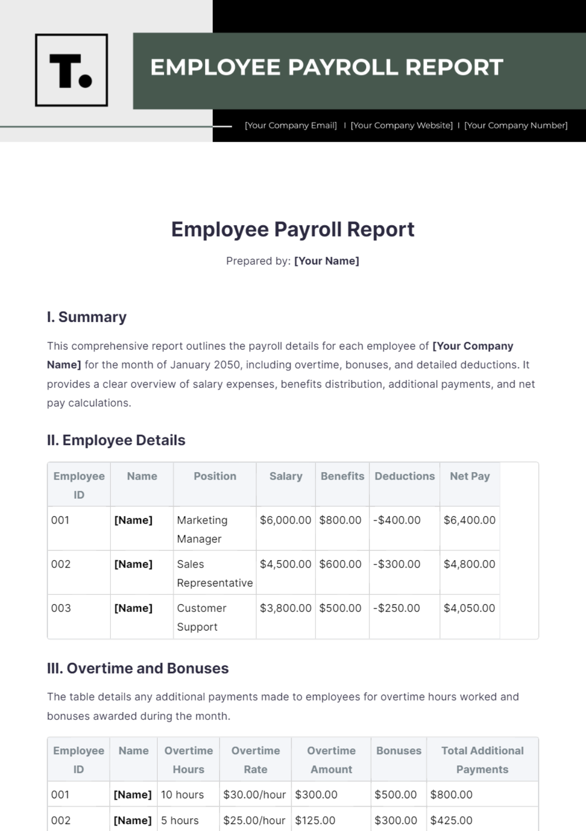 Free Payroll Report Templates To Edit Online And Print Free Payroll Report Templates To Edit Online And Print