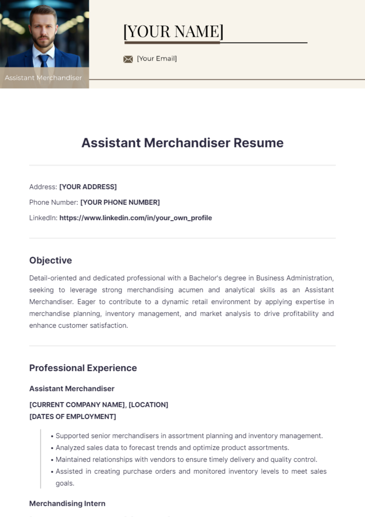 Assistant Merchandiser Resume - Edit Online & Download