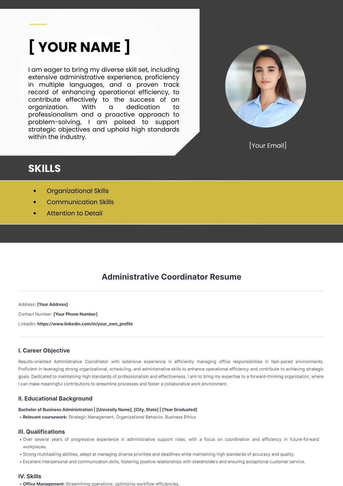 Administrative Coordinator Resume - Edit Online & Download