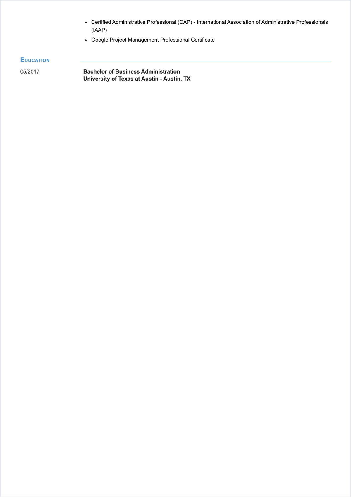 Free Administrative Coordinator ATS Resume Template, AI Resume Builder