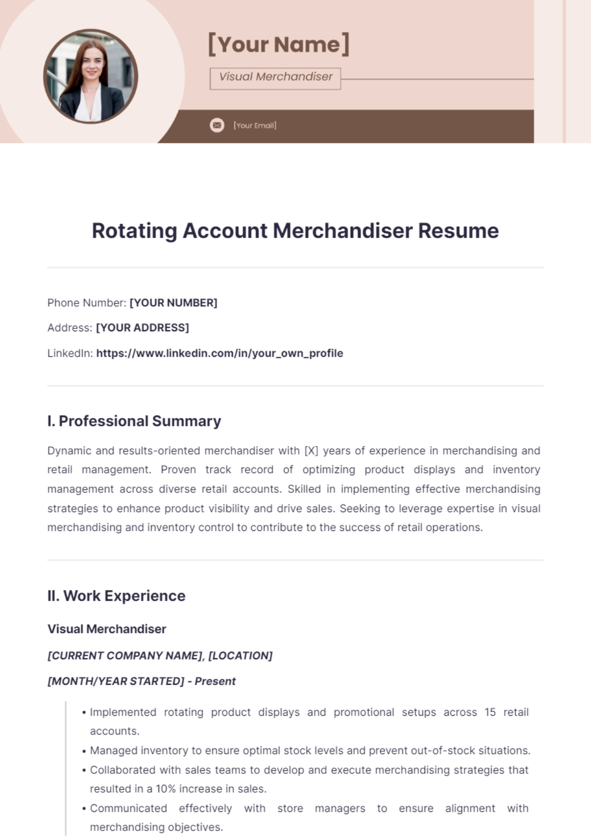 Rotating Account Merchandiser Resume - Edit Online & Download