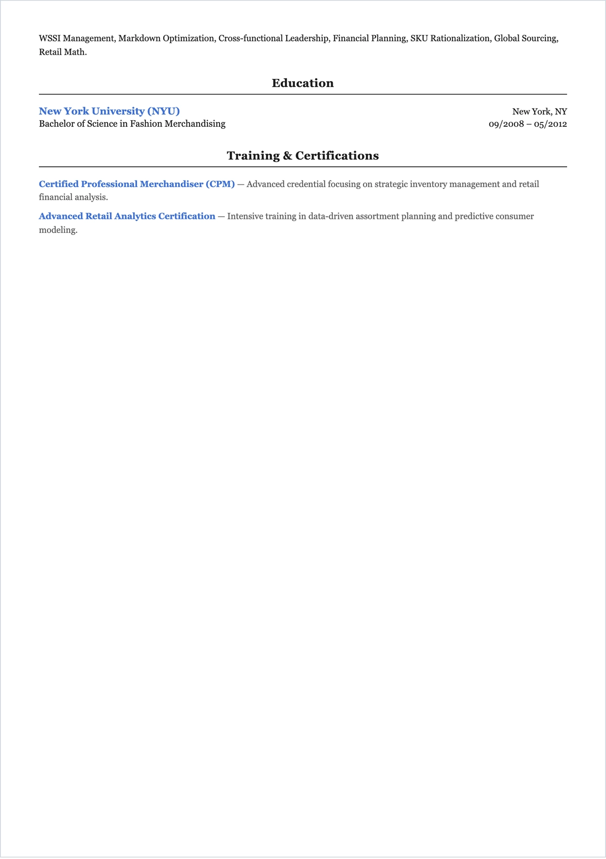 Free Merchandiser ATS Resume Template, AI Resume Builder