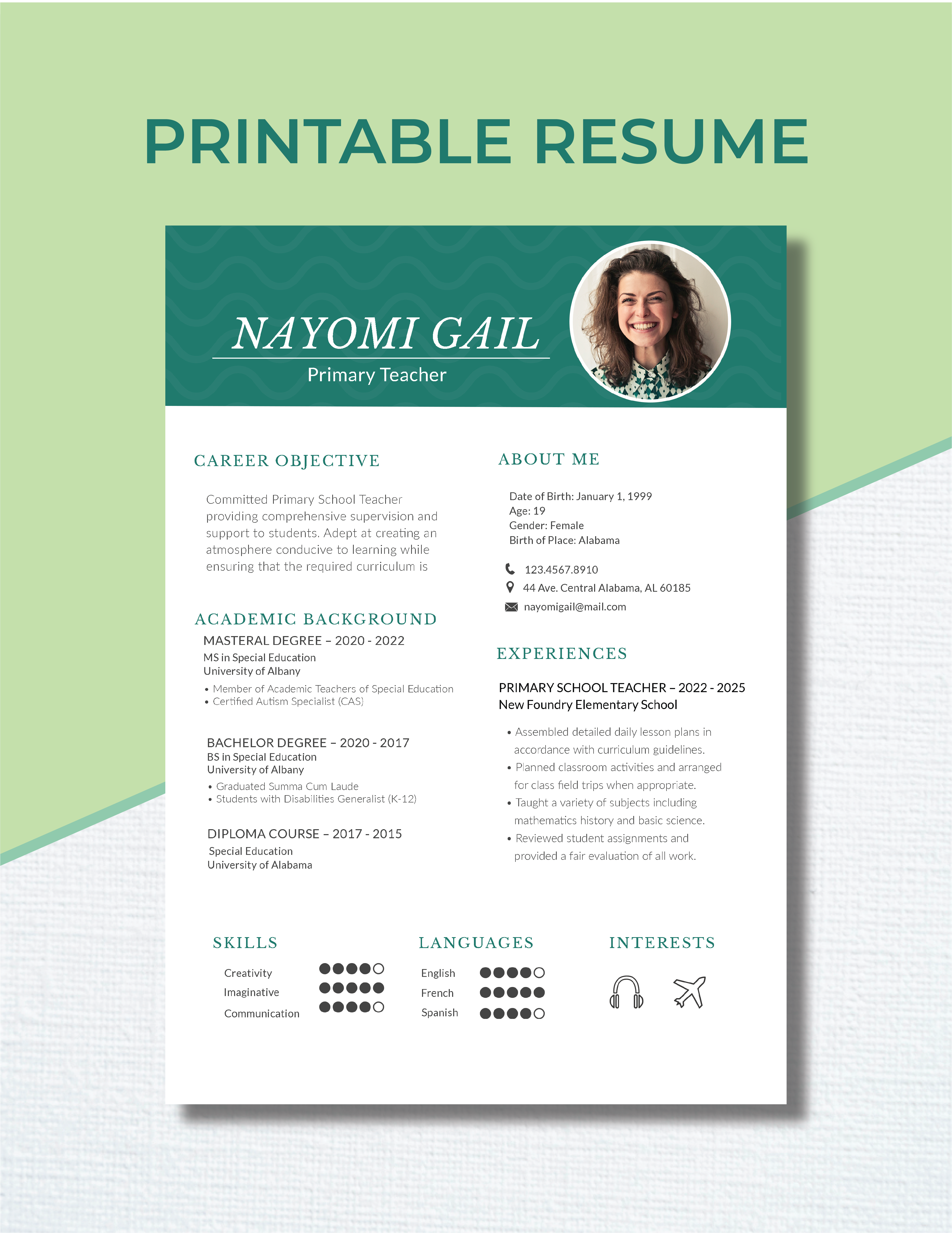 primary-teacher-resume