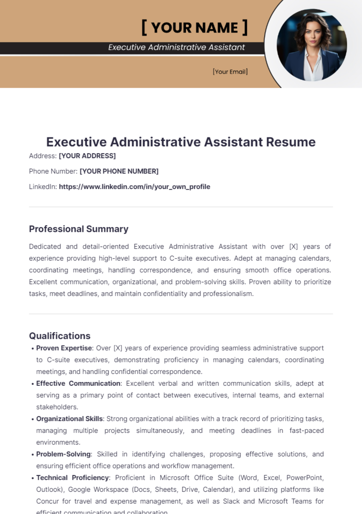 Executive Administrative Assistant Resume - Edit Online & Download