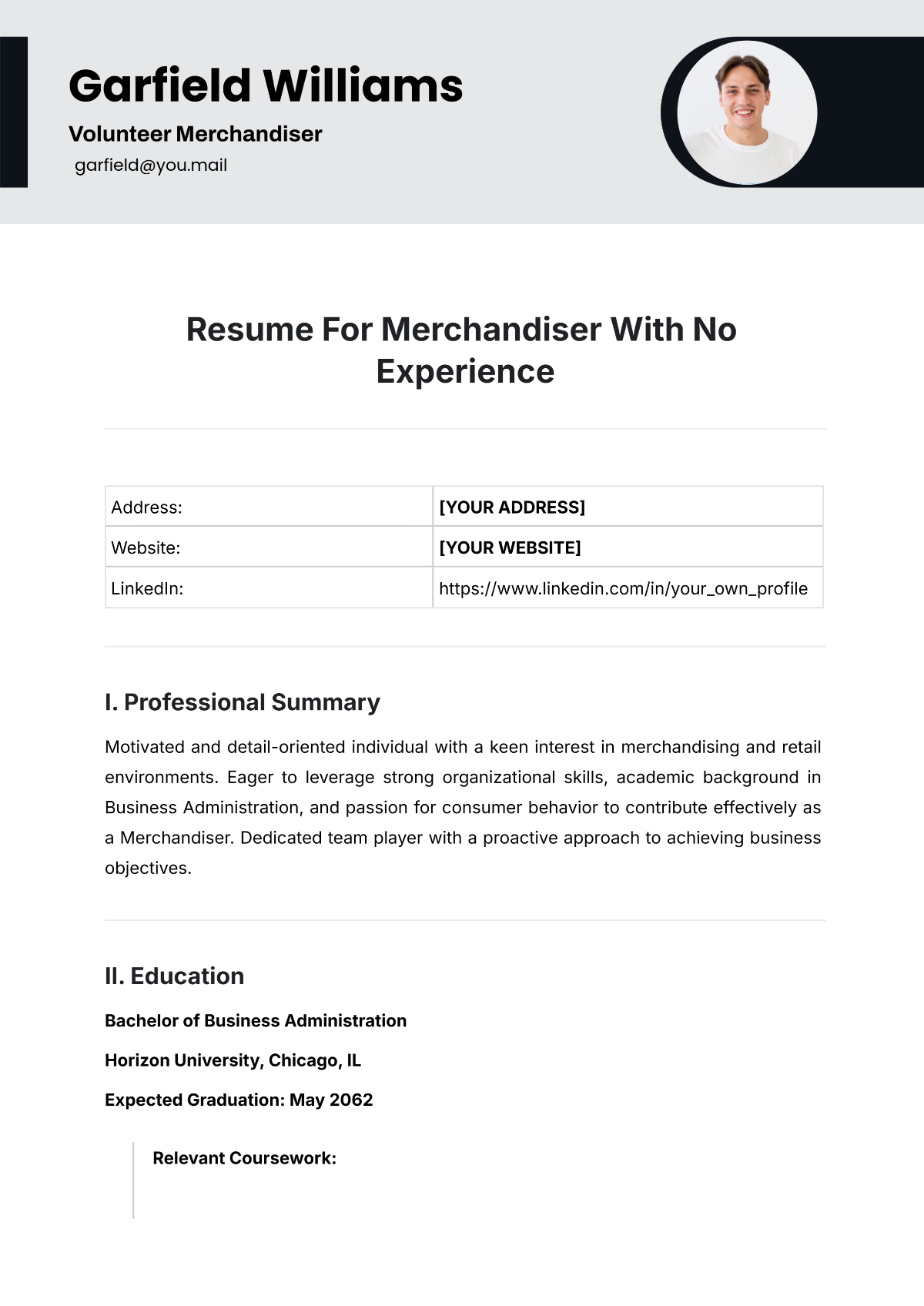 Resume For Merchandiser With No Experience Template - Edit Online & Download