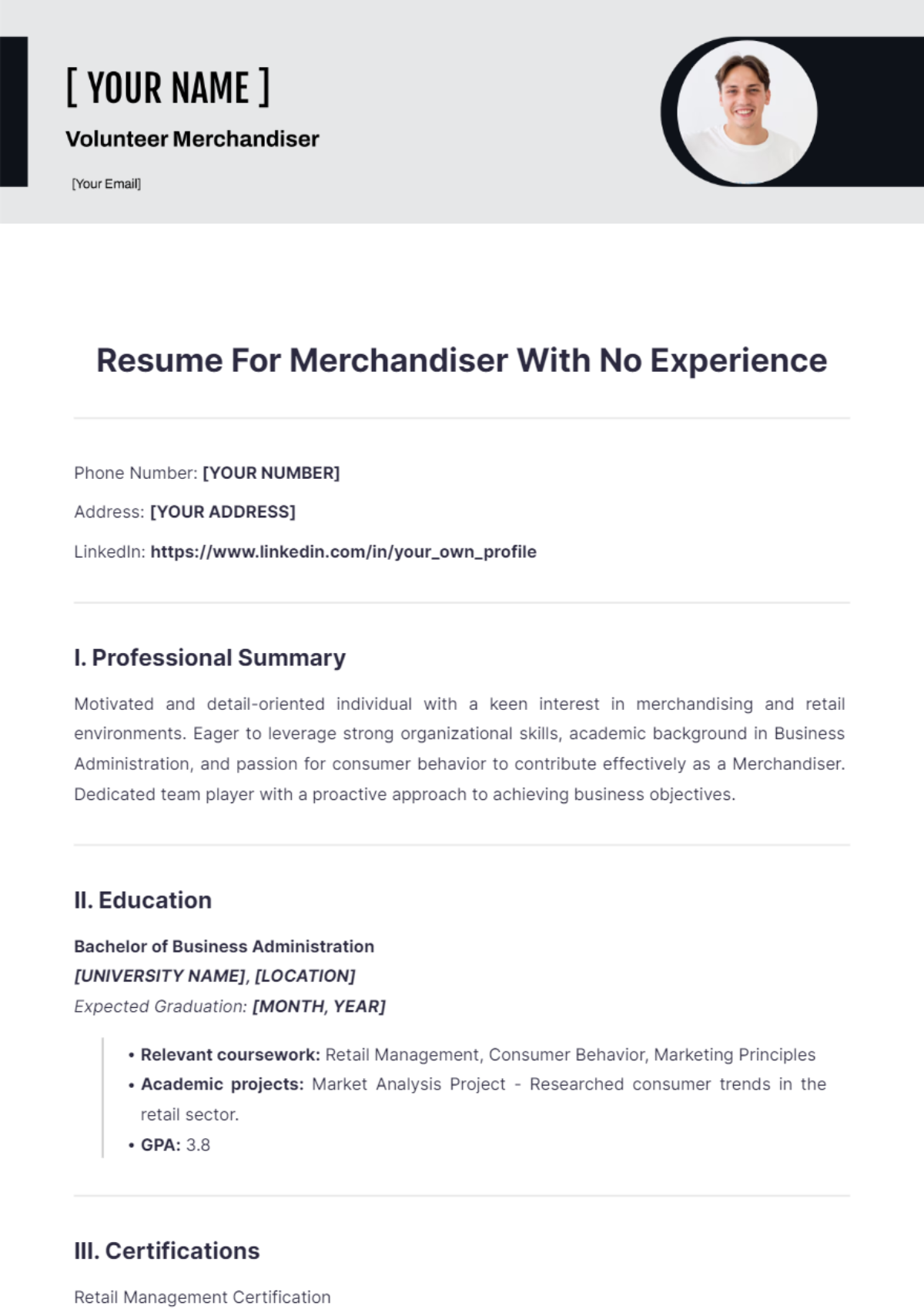 Resume For Merchandiser With No Experience - Edit Online & Download