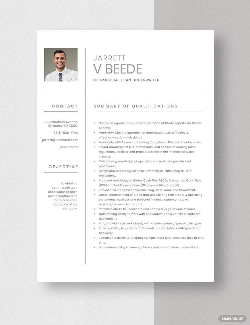 Commercial Loan Underwriter Resume