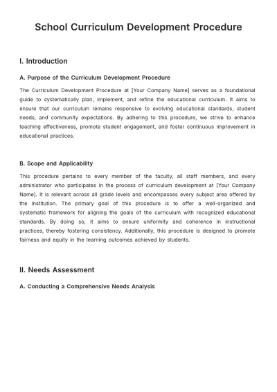 Free School Curriculum Development Procedure Template to Edit Online