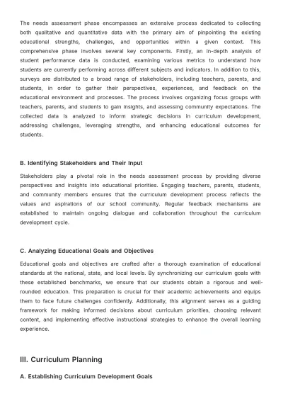 Free School Curriculum Development Procedure Template to Edit Online
