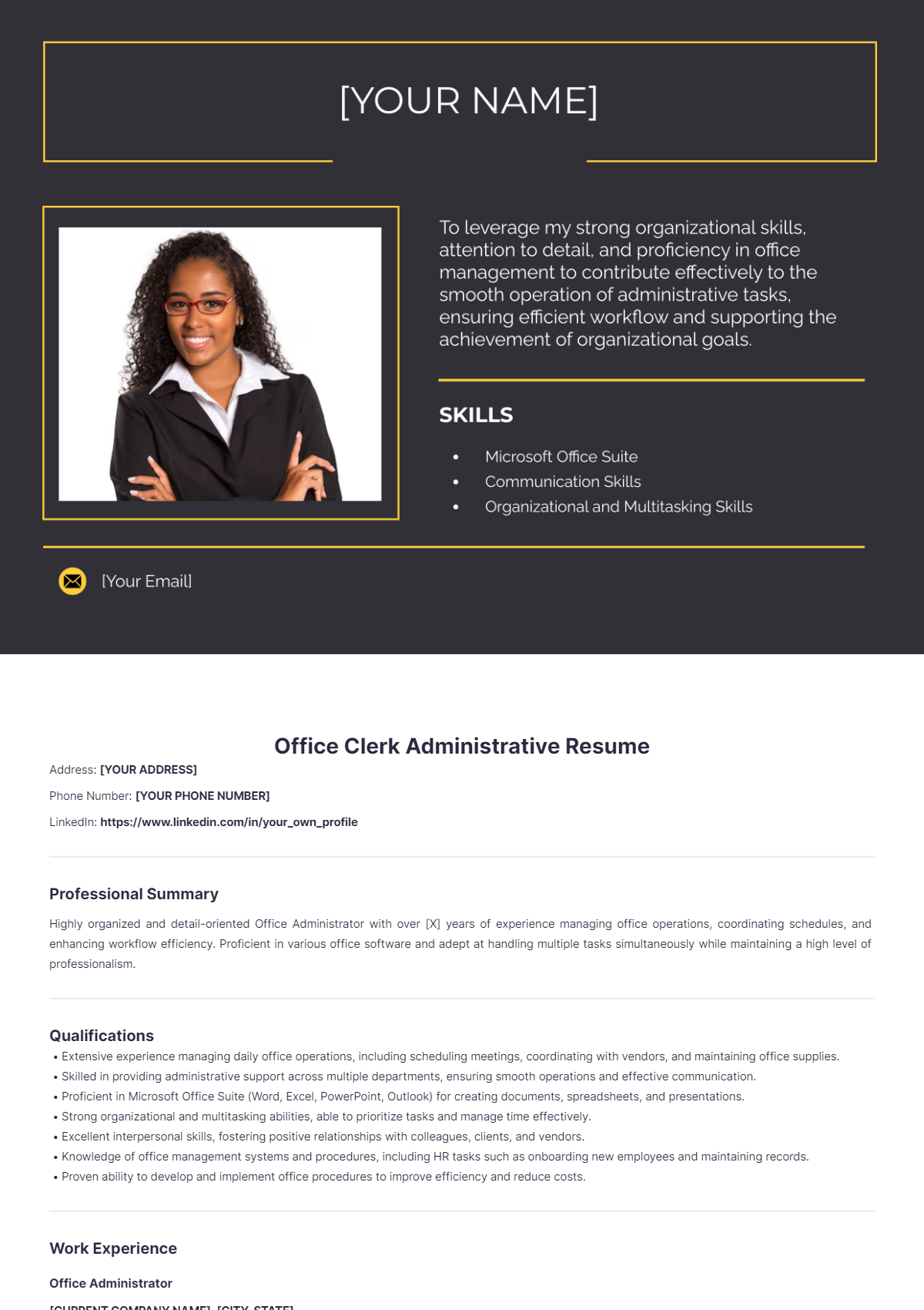 Office Clerk Administrative Resume - Edit Online & Download