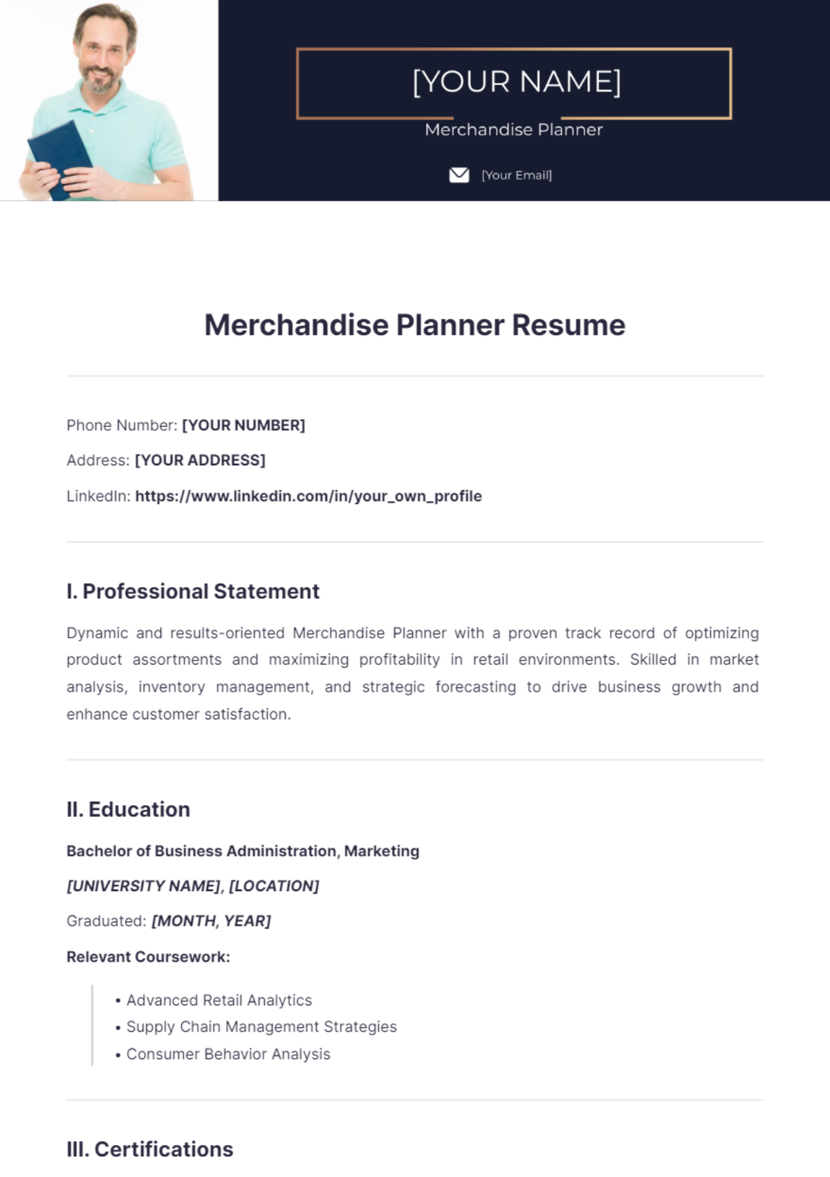 Merchandise Planner Resume - Edit Online & Download