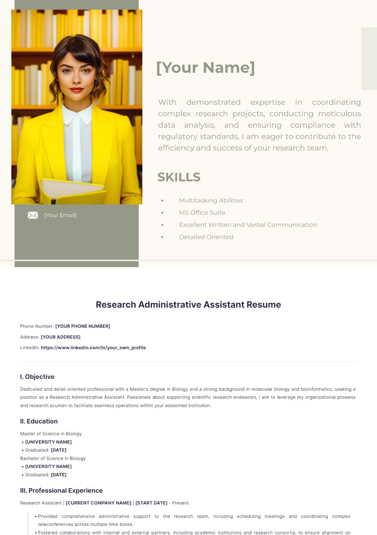 Research Administrative Assistant Resume - Edit Online & Download