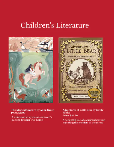 Free Online Book Collection Catalog to Edit Online