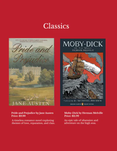 Free Online Book Collection Catalog to Edit Online