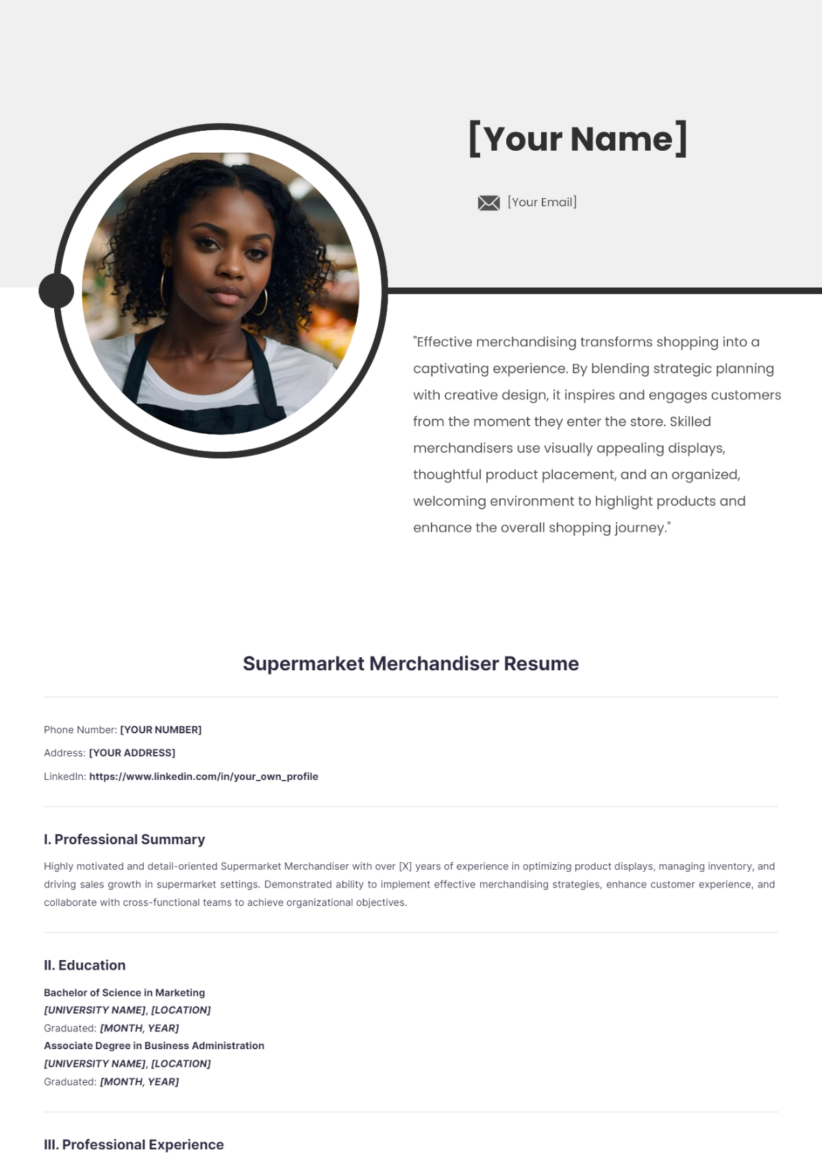 Supermarket Merchandiser Resume - Edit Online & Download