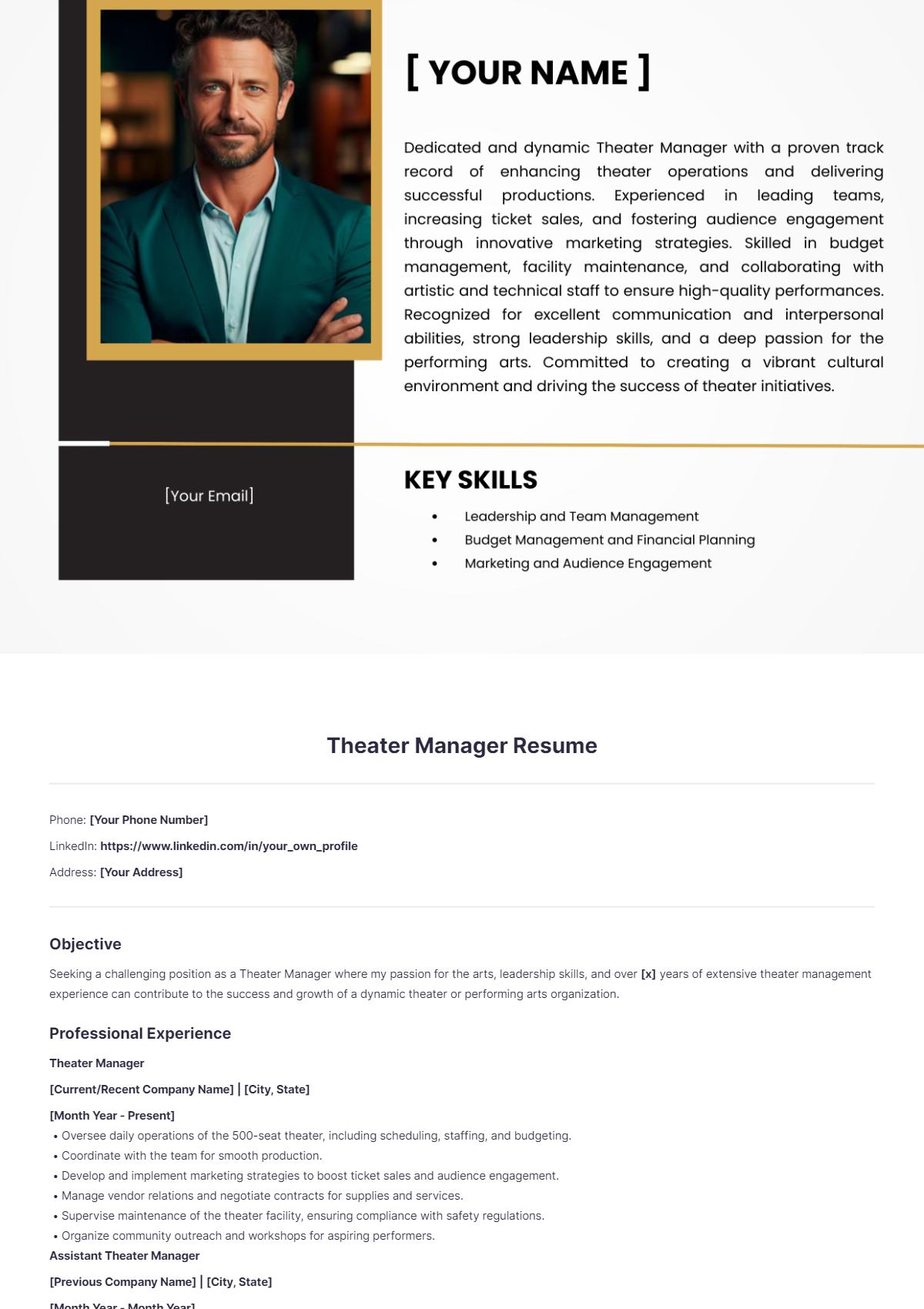 Theater Manager Resume Edit Online Download Example Template net