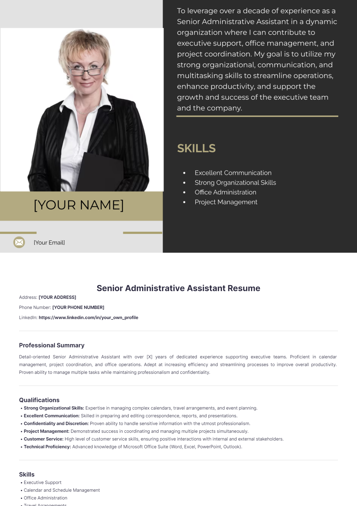 senior administrative assistant resume summary