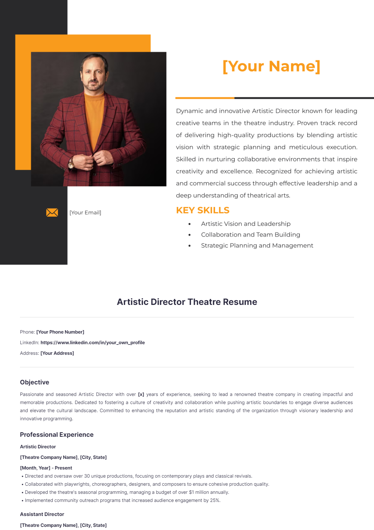 Artistic Director Theatre Resume - Edit Online & Download