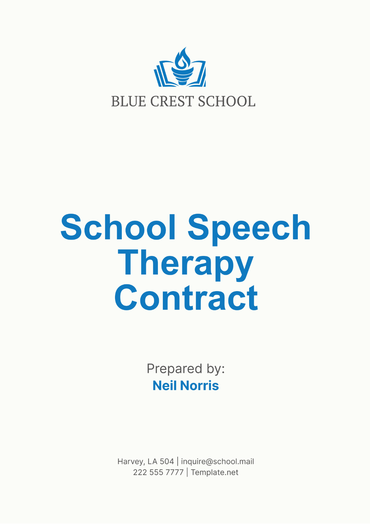 School Speech Therapy Contract Template - Edit Online & Download