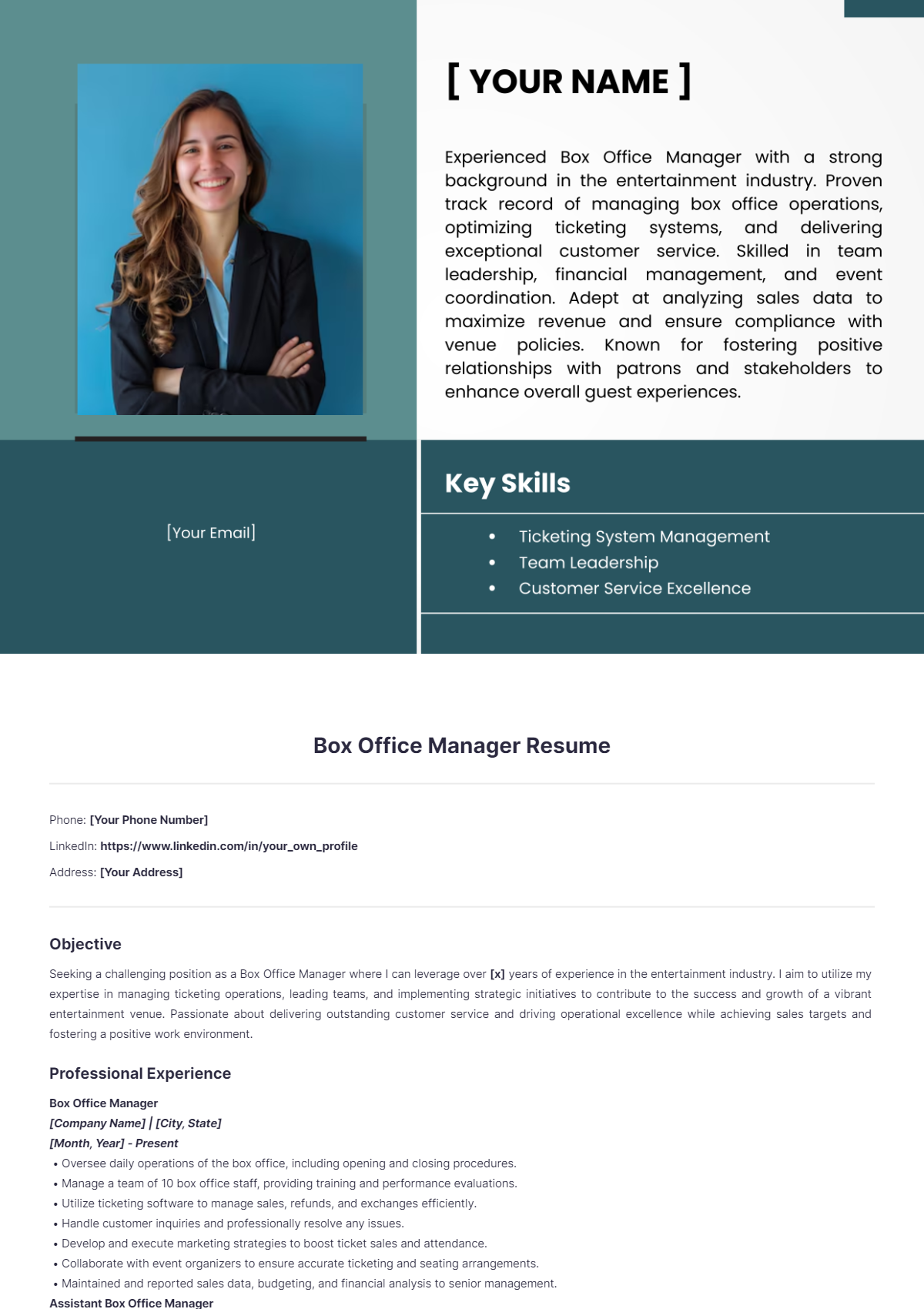 Box Office Manager Resume - Edit Online & Download