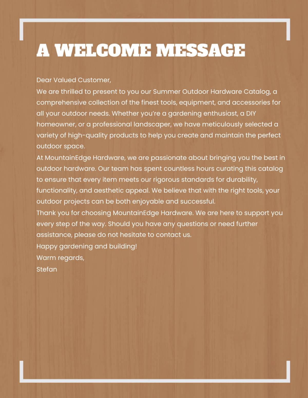 Free Outdoor Hardware Catalog Template to Edit Online