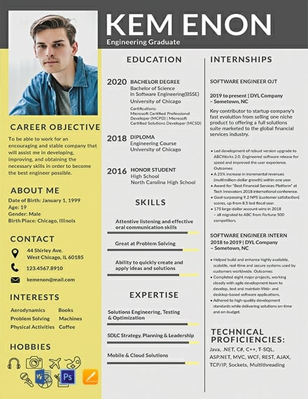 Free Resume Format for Engineering Freshers
