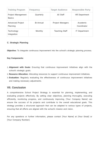 Free School Project Strategy Template to Edit Online