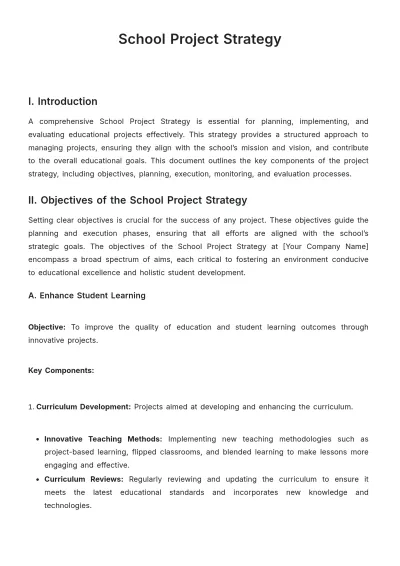 Free School Project Strategy Template to Edit Online