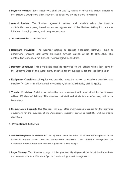 Free School Sponsorship Contract Template to Edit Online