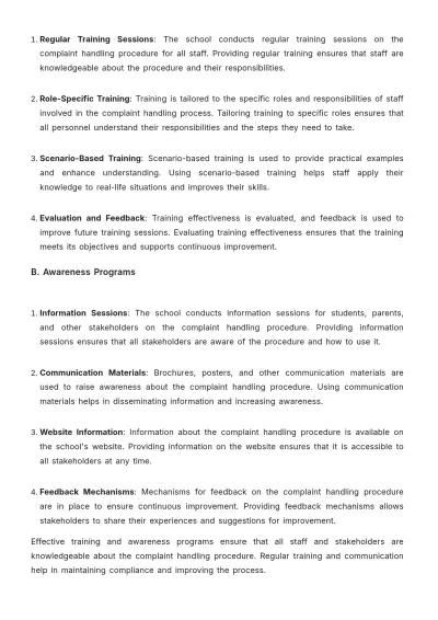 Free School Complaint Handling Procedure Template to Edit Online