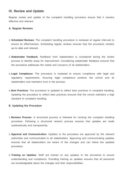 Free School Complaint Handling Procedure Template to Edit Online