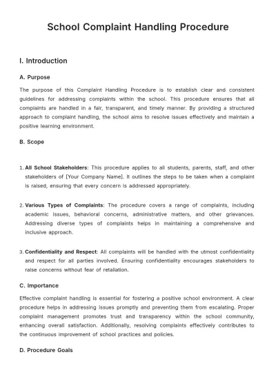 Free School Complaint Handling Procedure Template to Edit Online